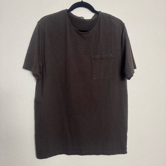Zara Brown Short Sleeve Raw Roughed Up Hems Cotton Tee - Picture 1 of 8